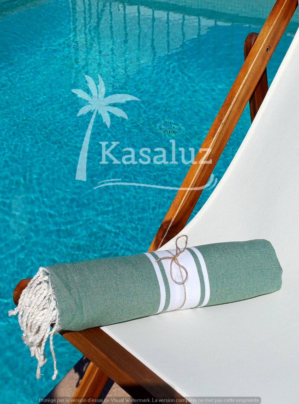 KASALUZ - Wholesale Beach Towel - Authentic Fouta Sage Green Flat Weave 100% Cotton0