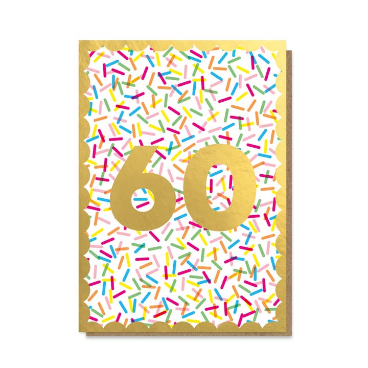 Sprinkles 60th Birthday Card | Milestone Card | Cake Card for wholesale by Stormy Knight