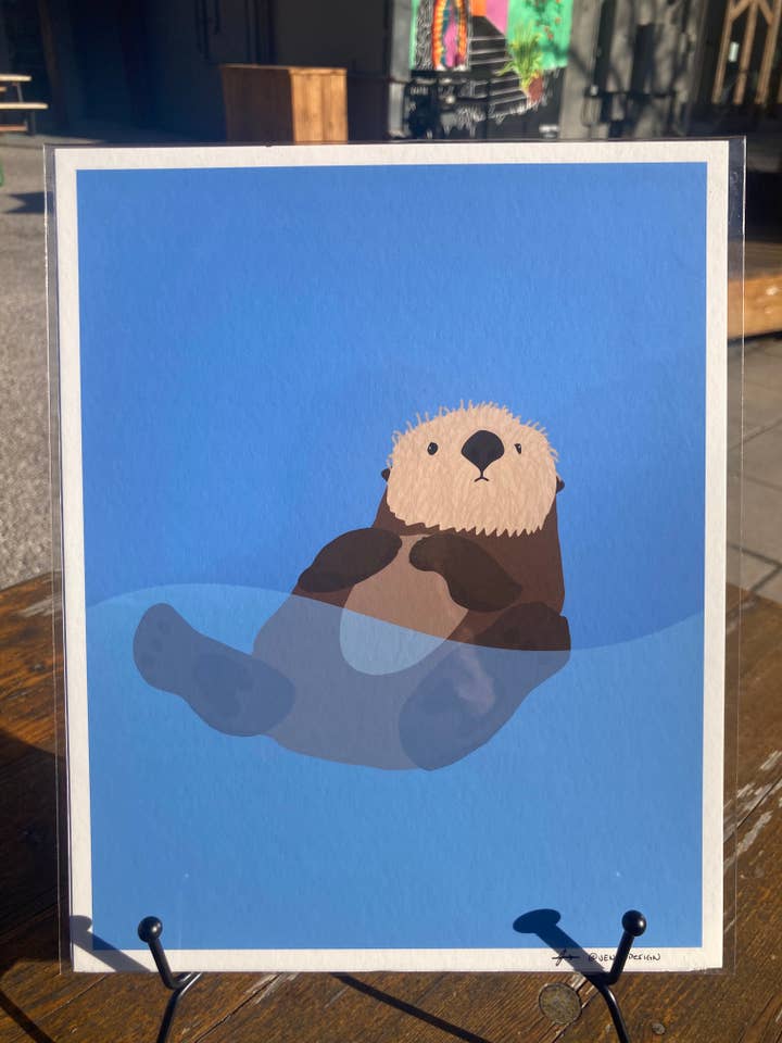 Stampa artistica Cute Otter (8x10) per la vendita all'ingrosso da parte di Jenn L Design