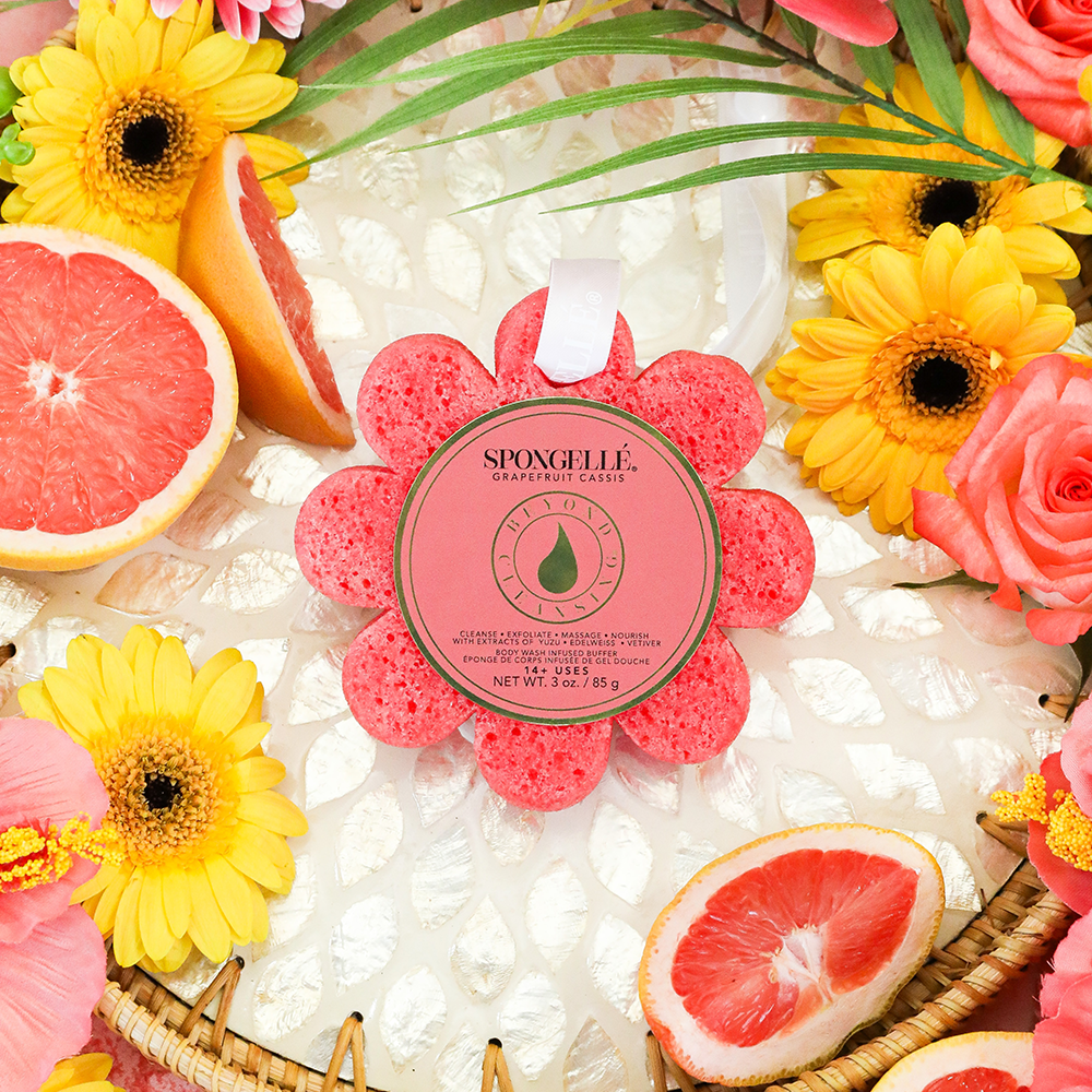 Spongellé | Christmas 2025 | Stocking Stuffers | Gifts – Puff/esponja de banho por atacado – Esponja de Sabonete Flor Selvagem com Toranja e Cassis | Esponja de Banho Spongellé4