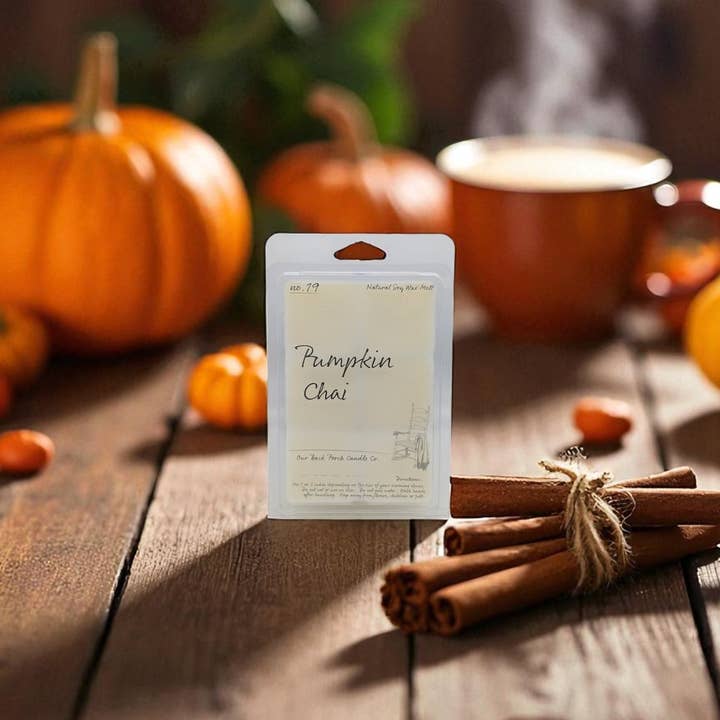 Pumpkin Chai Wax Melt for wholesale by Our Back Porch Candle Co