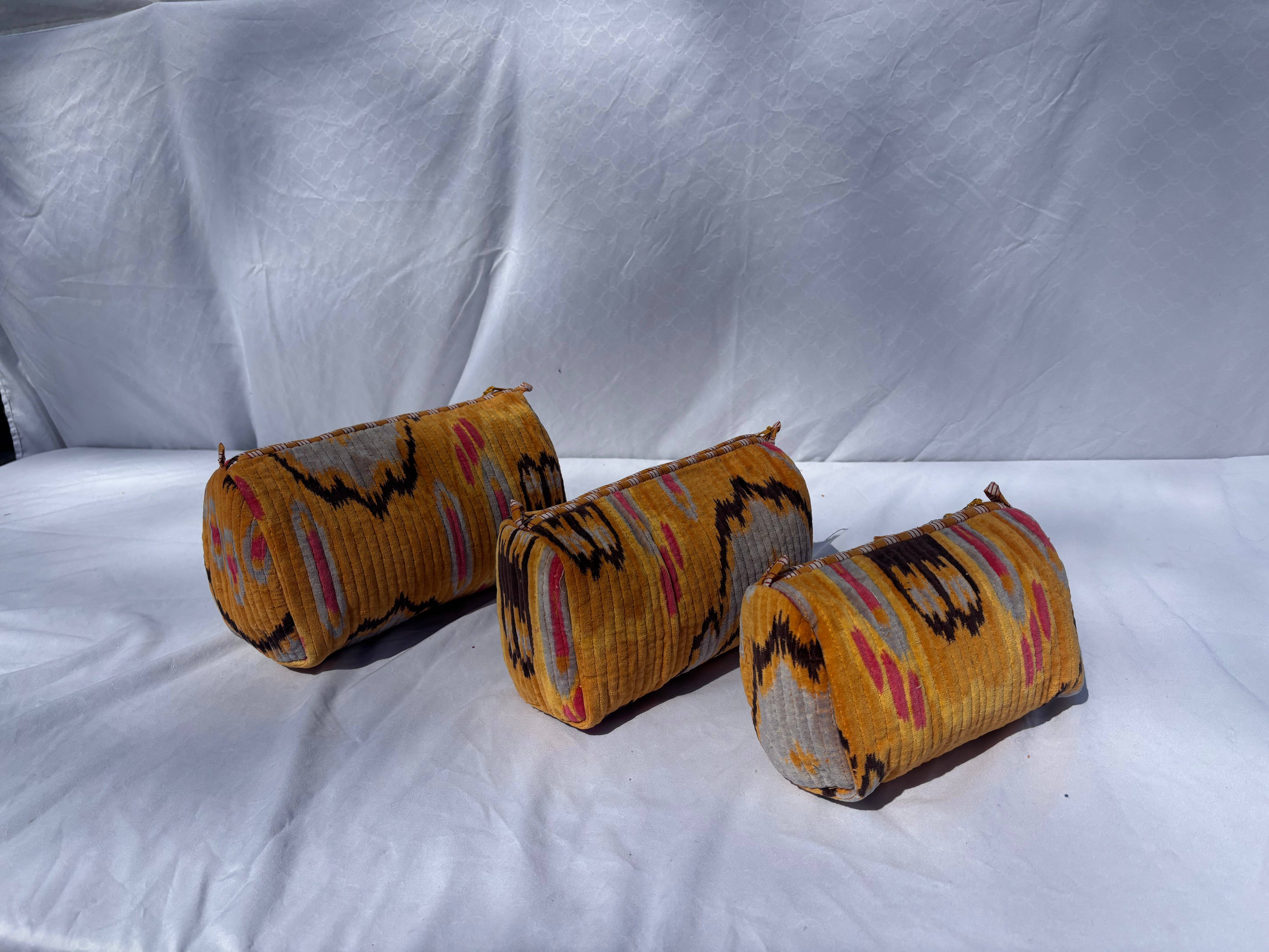 Tibet Handicrafts LLC - Wholesale Travel Set - Orange Velvet 3 Piece Travel Set5