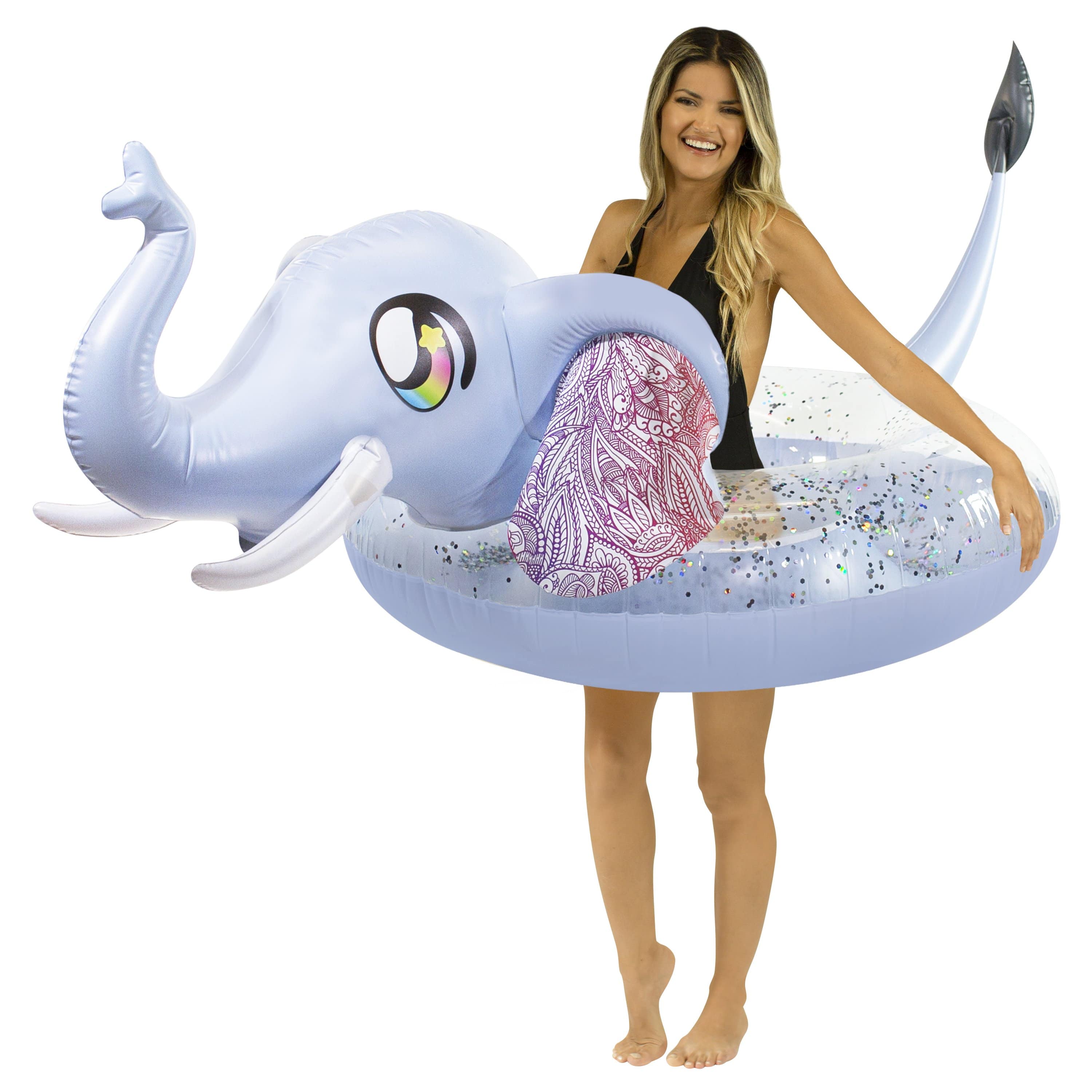 PoolCandy - Wholesale Inflatables - Inflatable Elephant Pool Tube Jumbo 48 inch Glitter PoolCand0