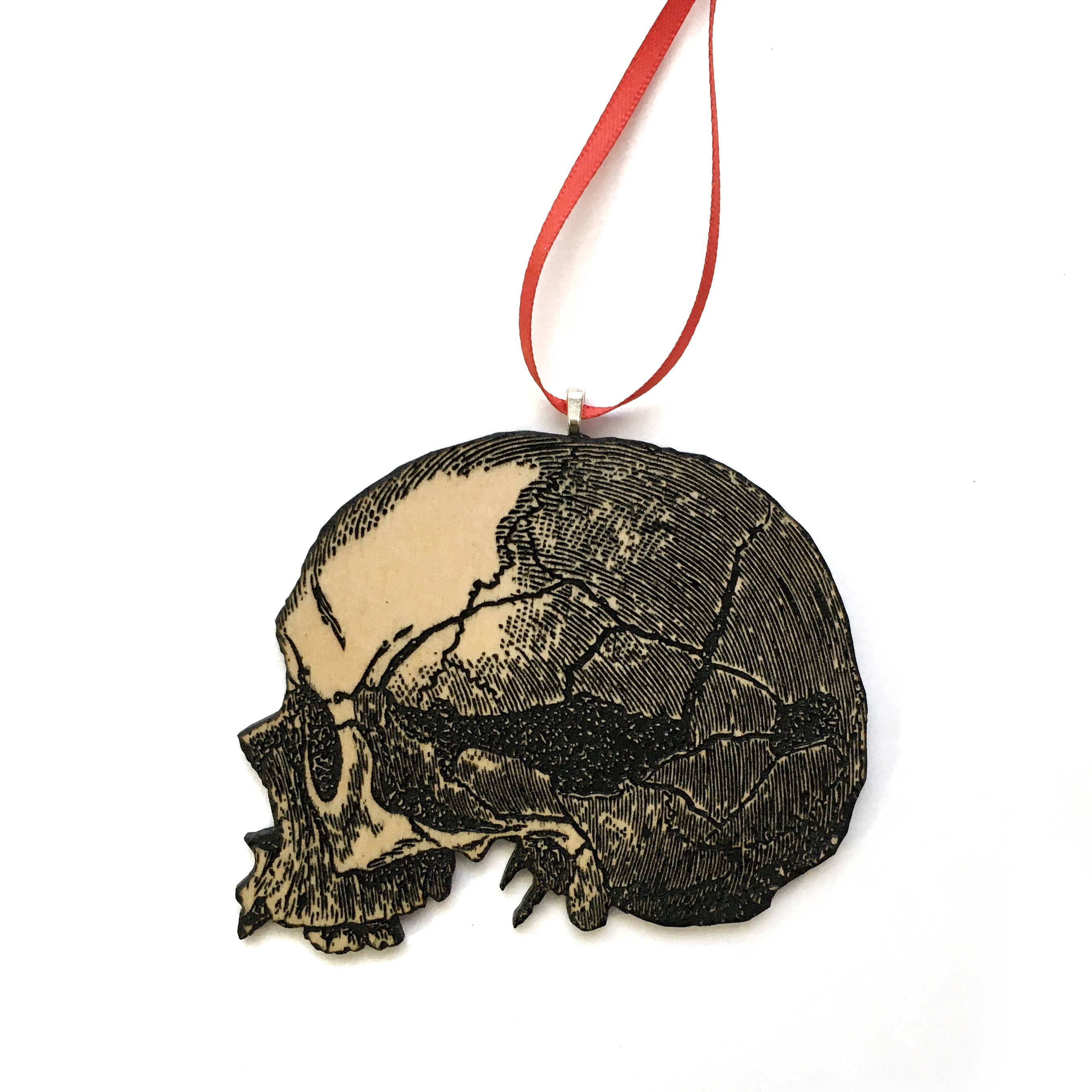 Toad Hill Farm – Engroshandel Pynt – Antik Skull Julepynt - Laser Cut + indgraveret træ0