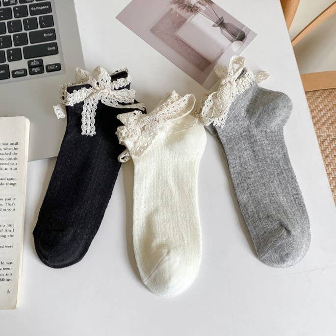Lace Bow Tie Cuff Socks for wholesale by MKS America