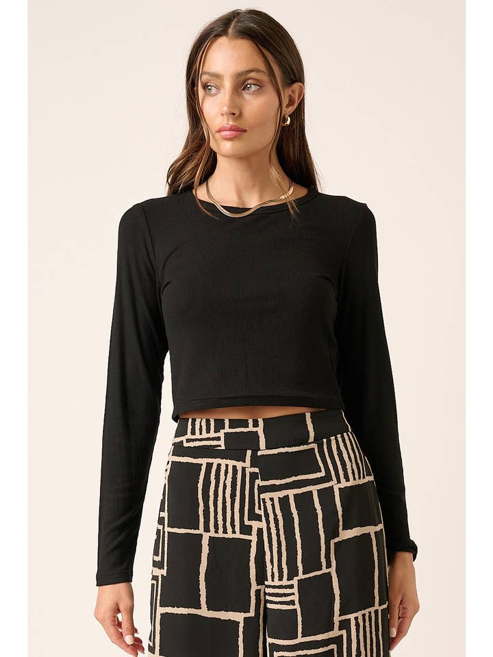 mittoshop - Wholesale Knit Top - Women's - BASIC CROP LONG SLEEVE KNIT TOP