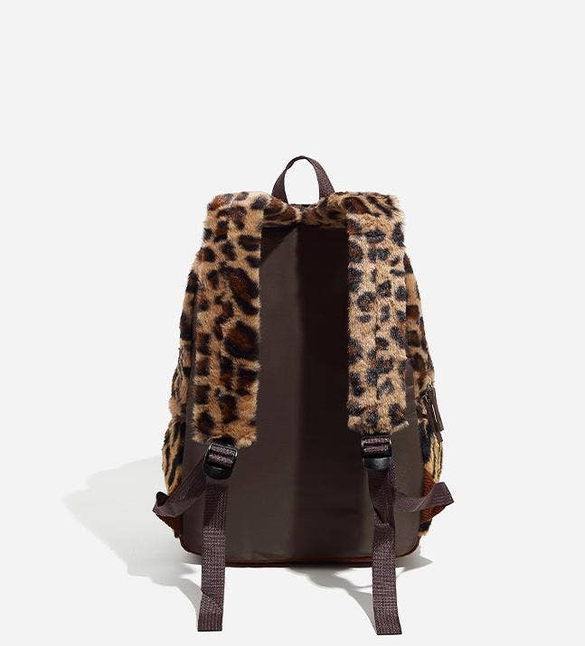 Brown Leopard print faux fur backpack for wholesale on Faire5