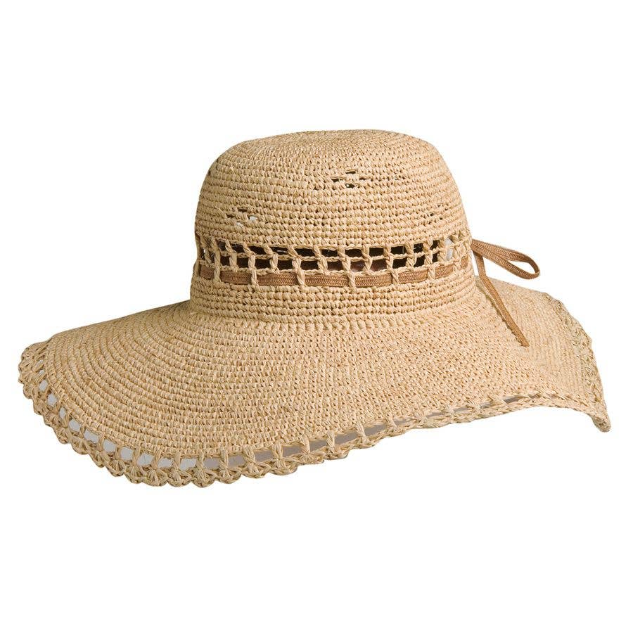Natural Sombrero de Sol de Ala Ancha de Rafia Amy Summer de venta al por mayor en Faire0
