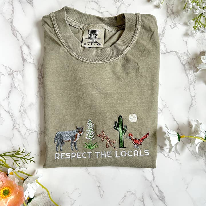 Plantiful Design Co - Wholesale T-Shirt - Women's - Embroidered Respect the Locals Desert Nature Tshirt2