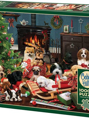 Christmas Puppies 1000 Piece Jigsaw Puzzle - Poster Included for wholesale by Cheatwell Games