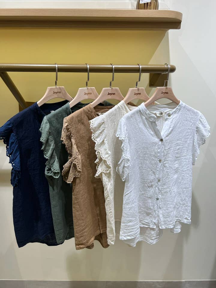 Joyna - Wholesale Button Down Shirt - Women's - C07785 FLYING LINEN SHIRT