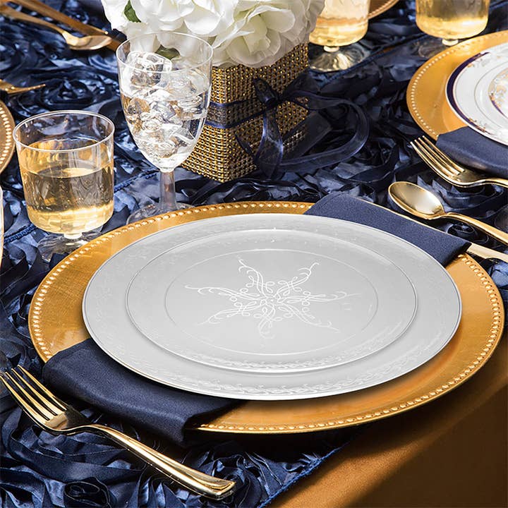 Smarty had a Party - Wholesale Disposable Plate - 9" Clear Floral Round Plastic Buffet Plates - 240 pcs8