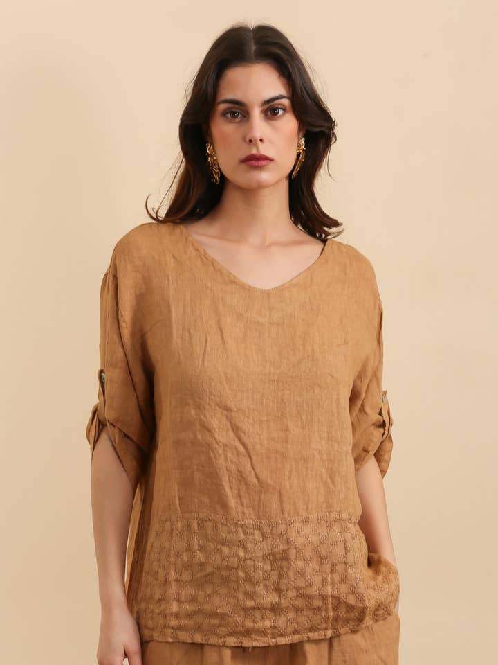 100% linnen blouse REF. 5160 voor wholesale door LÉA & LUC