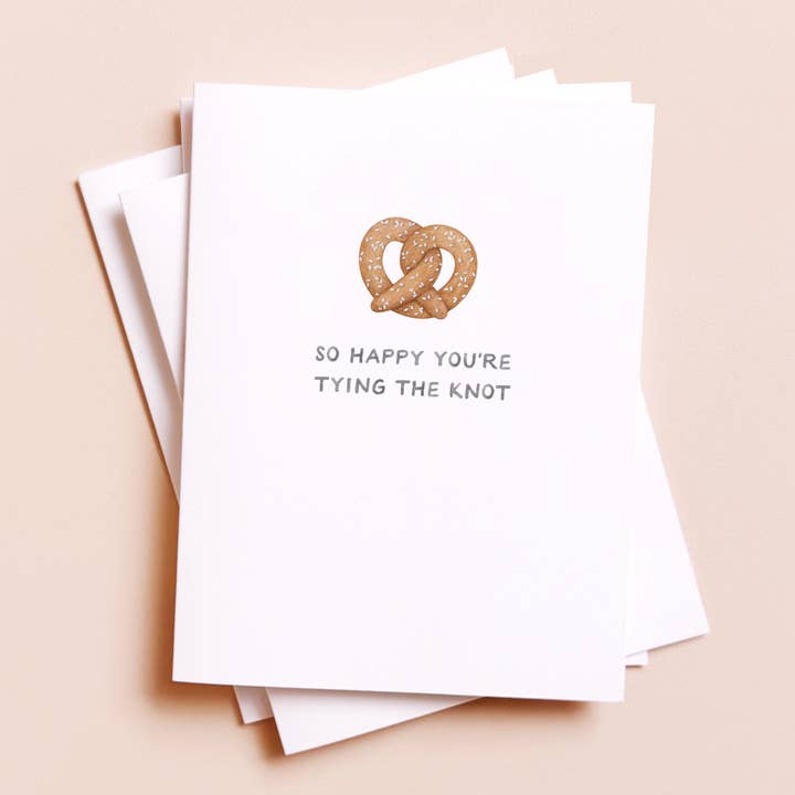 Amy Zhang - Wholesale Wedding Card - Tying the Knot Pretzel — Food Pun Wedding Card0