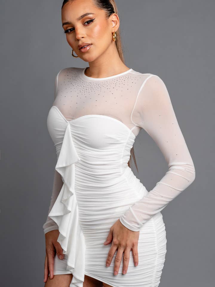 PRIVY – Großhandel Kleid – Damen – PD77735KTP / LANGÄRMLIGES MINIKLEID AUS MESH7