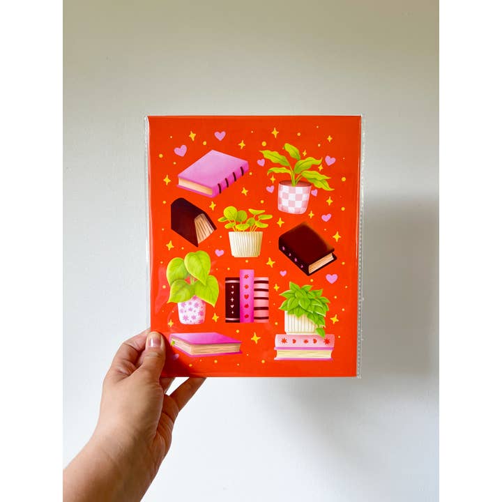 Chapter & Claw Studio - Wholesale Art Print - Books and Plants Bookish Art Print