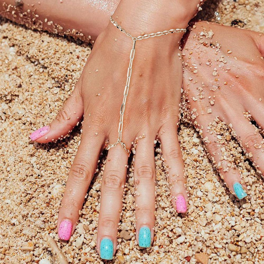 Sensibling Corp. - Wholesale Link & Chain Bracelet - Gold Dipped Paperclip Chain Hand Chain Bracelet4