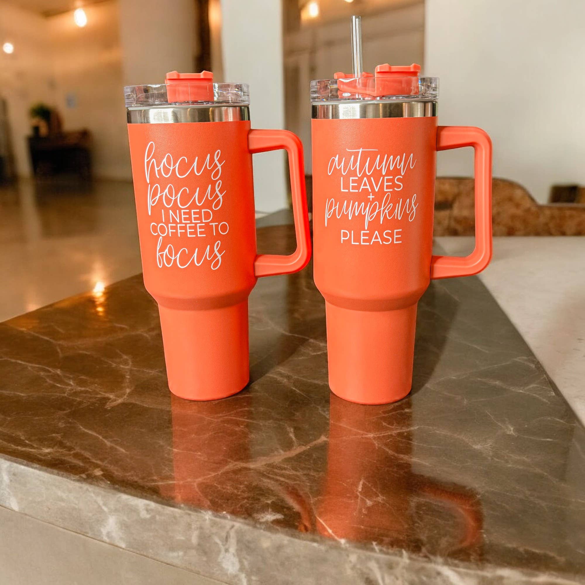 Gia Roma - Wholesale Insulated Mug/Tumbler - Fall 40oz Tumblers with Lid & Straw, Autumn Drinkware Mugs39