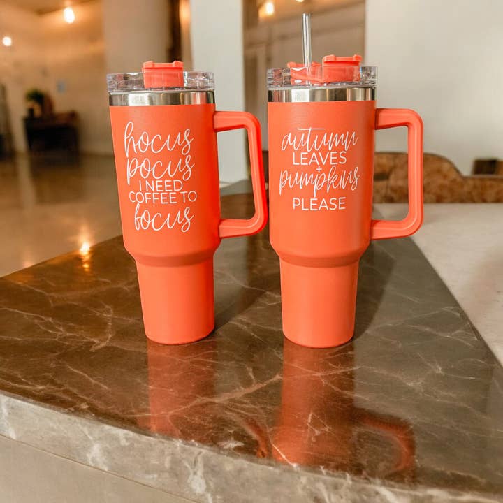 Gia Roma - Wholesale Insulated Mug/Tumbler - Fall 40oz Tumblers with Lid & Straw, Autumn Drinkware Mugs39