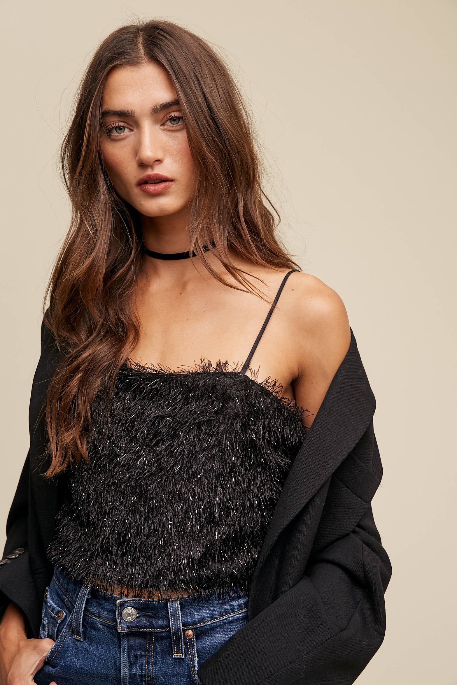 Listicle - Wholesale Camisole - Women's - Metallic Eyelash Knit Cami Top LT131526