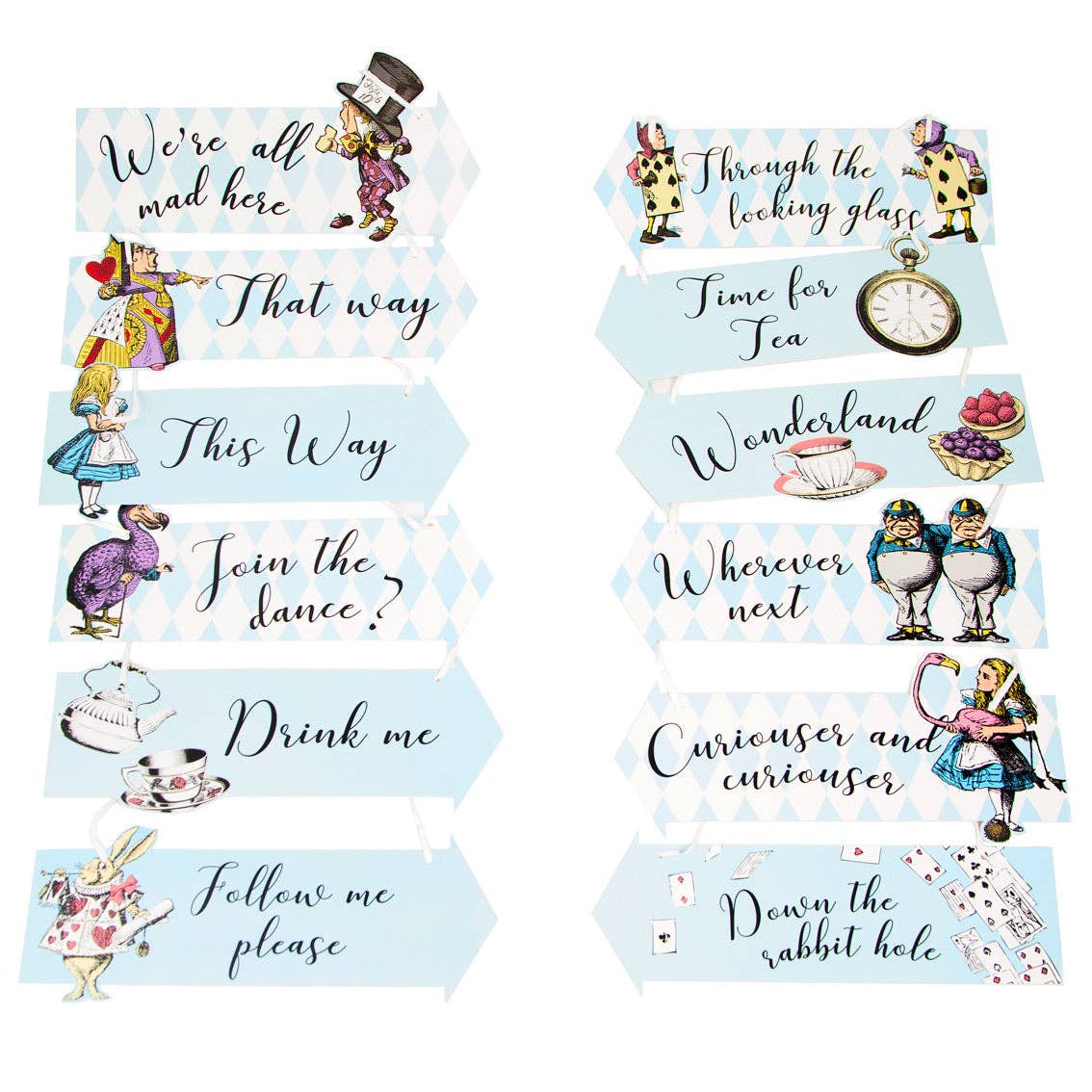 Talking Tables USA - Wholesale Party Sign/Banner - Alice in Wonderland Arrow Signs - 12 Pack | Tea Party |4