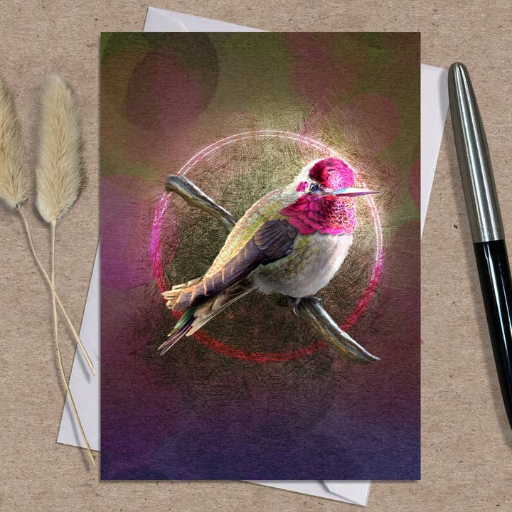 Anna's Hummingbird Greeting Card, 5x7" w/Envelope for wholesale by Coreyartus Imagery