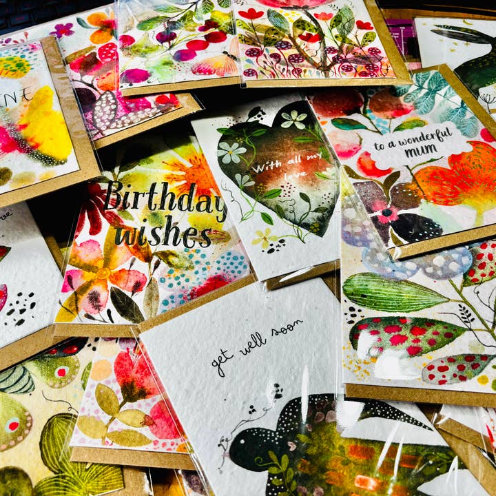 Erika's Whimsical Art – wholesale Birthday card – Plantable Seed Paper Birthday Moth Card, Blank Inside 13