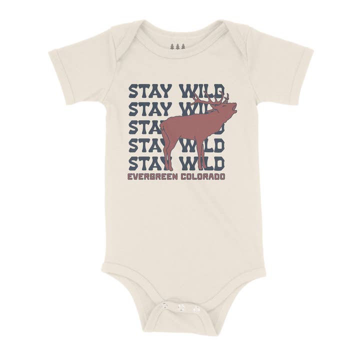 Stay Wild Mountain Elk Bugle Baby Onesie - CUSTOMIZABLE for wholesale by White River Apparel Company