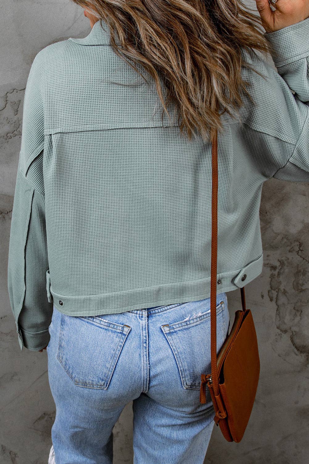 Mist Amaris Waffle Knit Buttons Cropped Jacket for wholesale on Faire1