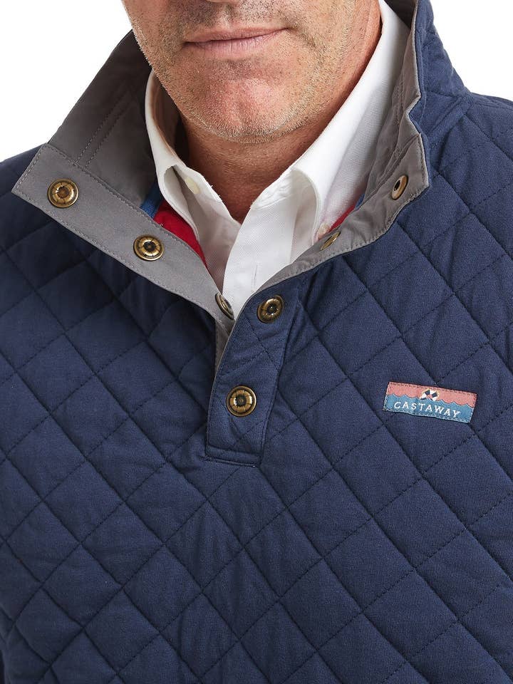 Cross Rip Quilted Sweatshirt Nantucket Navy for wholesale on Faire