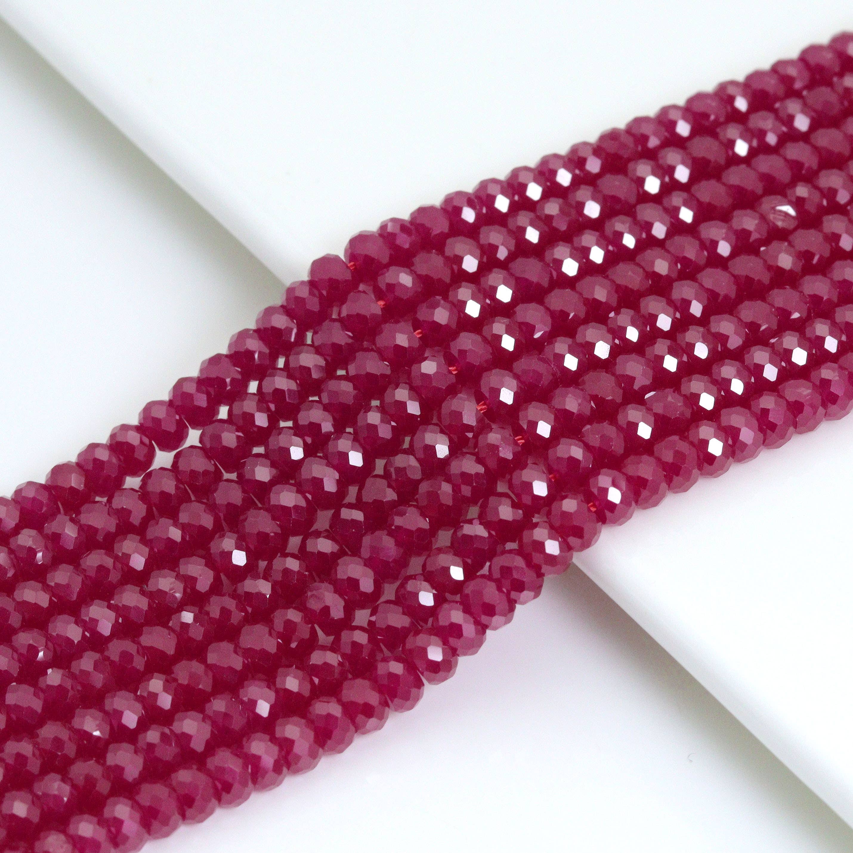 BestBeads&Beyond - Wholesale Beads - Red Corundum Faceted Rondelle Beads, Sku#U21280