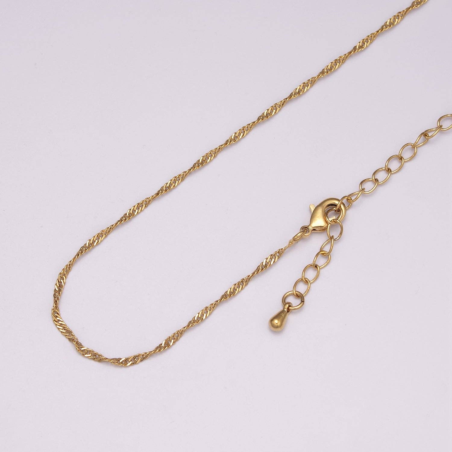 Aim Eternal - Wholesale Link & Chain Necklace - 18K Gold Filled Singapore Chain Necklace, 1.5mm In Width, Re0