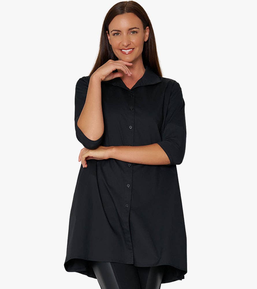 Stella Carakasi - Wholesale Tunic - Women's - Women's 3/4 Sleeve A-Line Cotton Poplin Tiburon Tunic Icon10