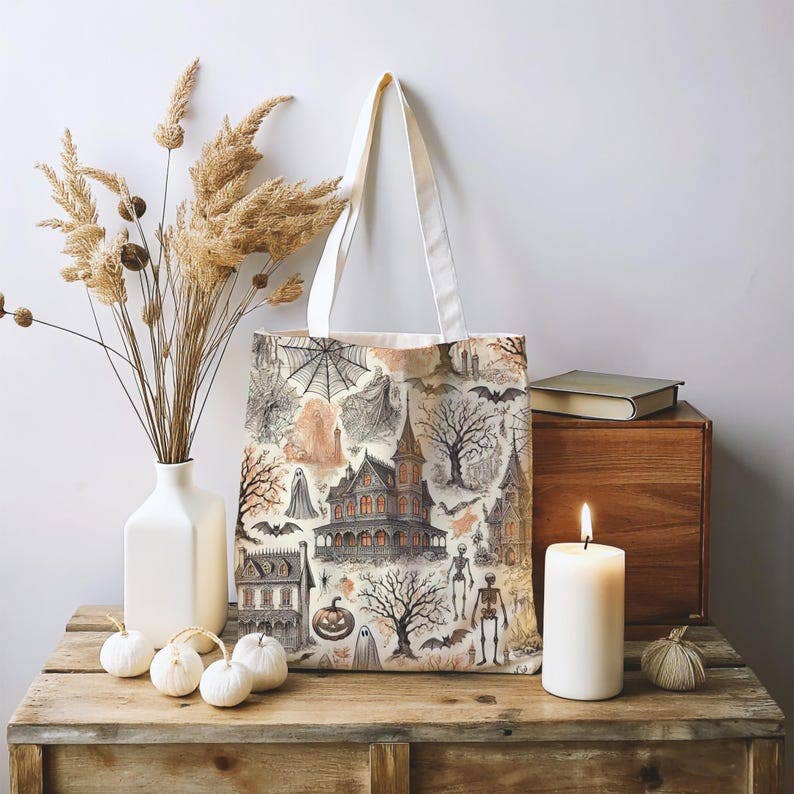 MagicMerchEmporium - Wholesale Tote Bag - Unisex - Halloween French Toile Tote Bag3
