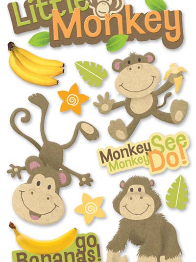 Little Monkey Dimensional Sticker for wholesale by Paper House Productions