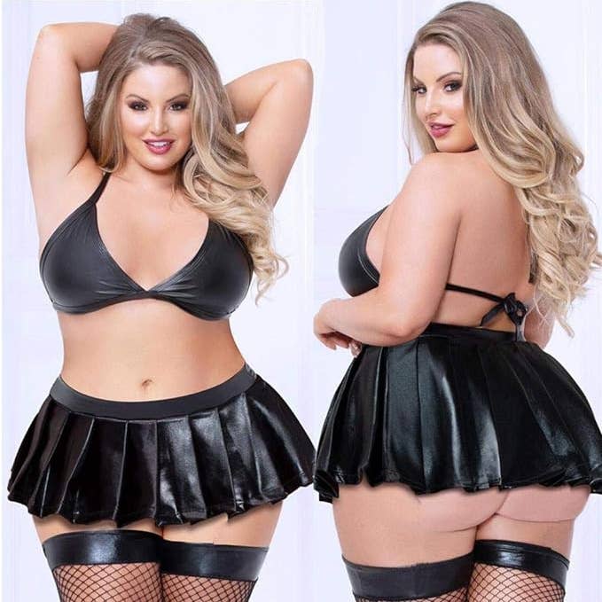 2 Piece Leatherette Bra & Skirt for wholesale by SugarQuoteMeNot LLC