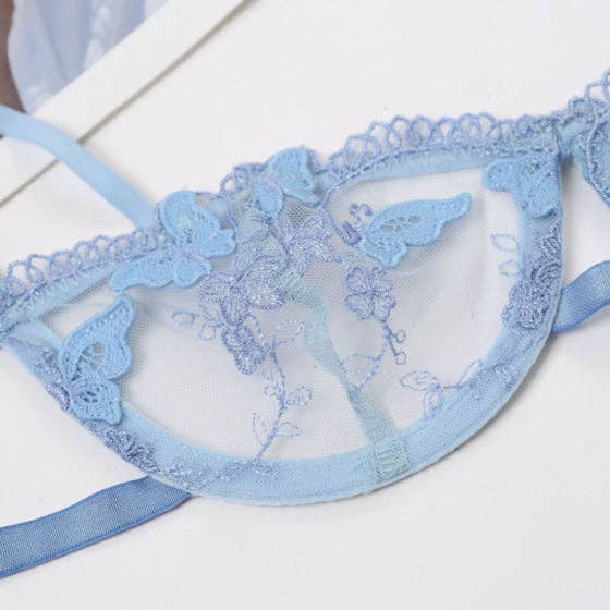 La Belle Fantastique – Engroshandel Lingeri - Dame – La Belle Fantastique Malia 2 PC Blå Broderi Sexy Lingeri6