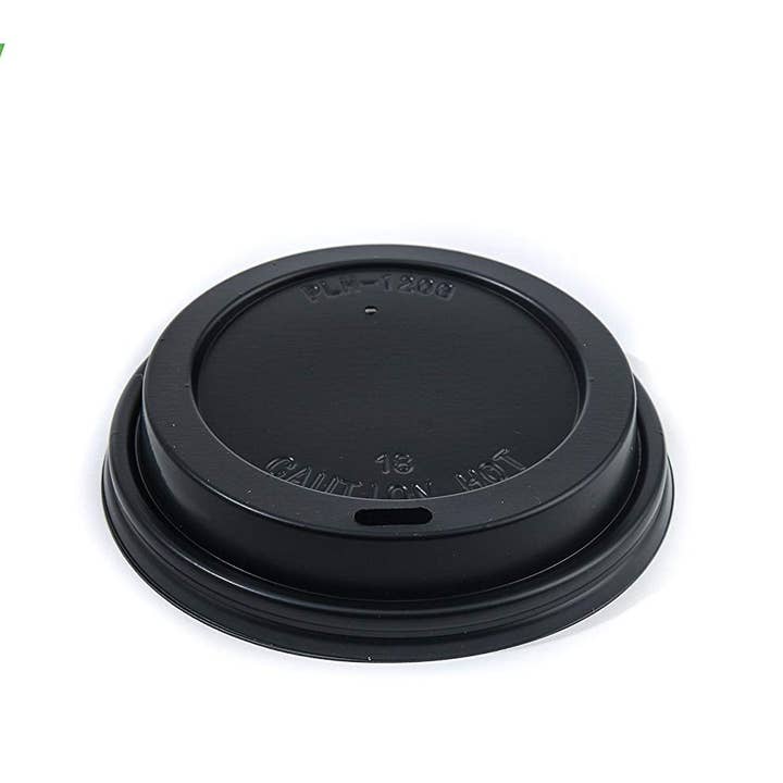 EcoQuality - Wholesale Disposable Cup - 12oz Disposable White Paper Coffee Cups w/Black Dome Lids &