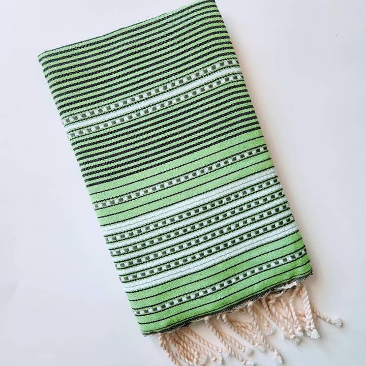 wonderfouta - Wholesale Beach Towel - Beach towel /sarong- Neon Green-White
