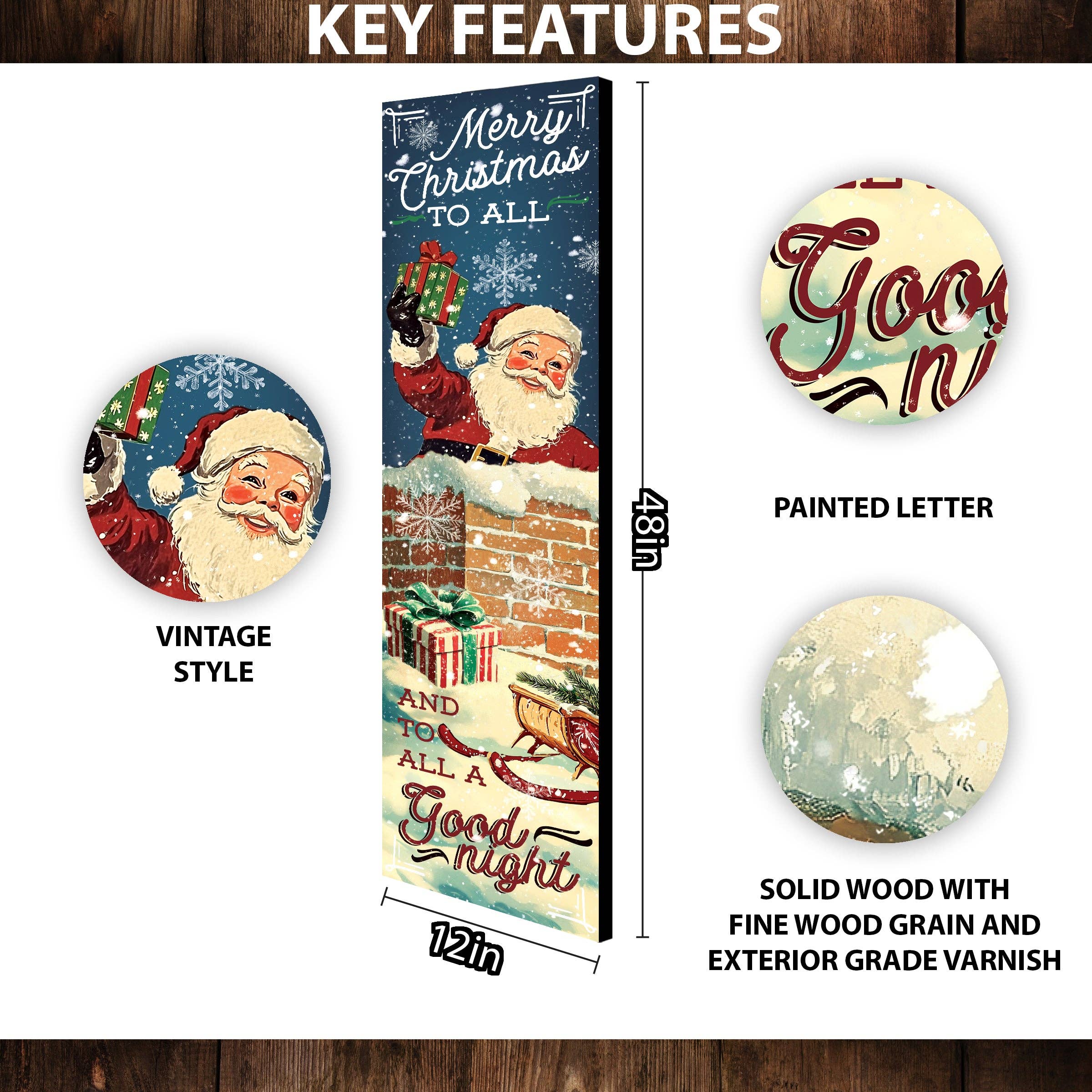 TX USA Corporation - Venta al por mayor Decoración navideña - Cartel de Porche de Santa Clásico Vintage | Decoración Navideña Festiva para Exteriores1