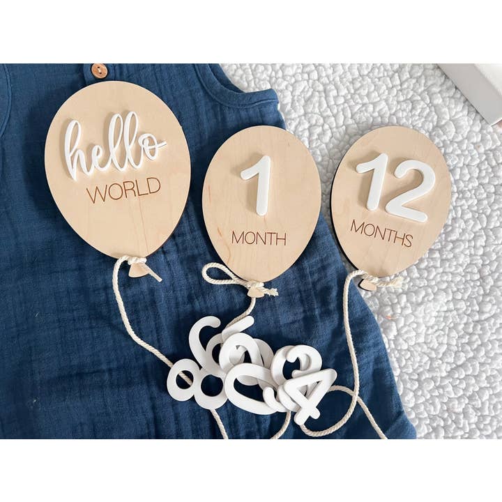 The Olive Branch - Wholesale Milestone art/keepsake – Child & baby - Baby Monthly Balloon Interchangeable Milestone Marker1