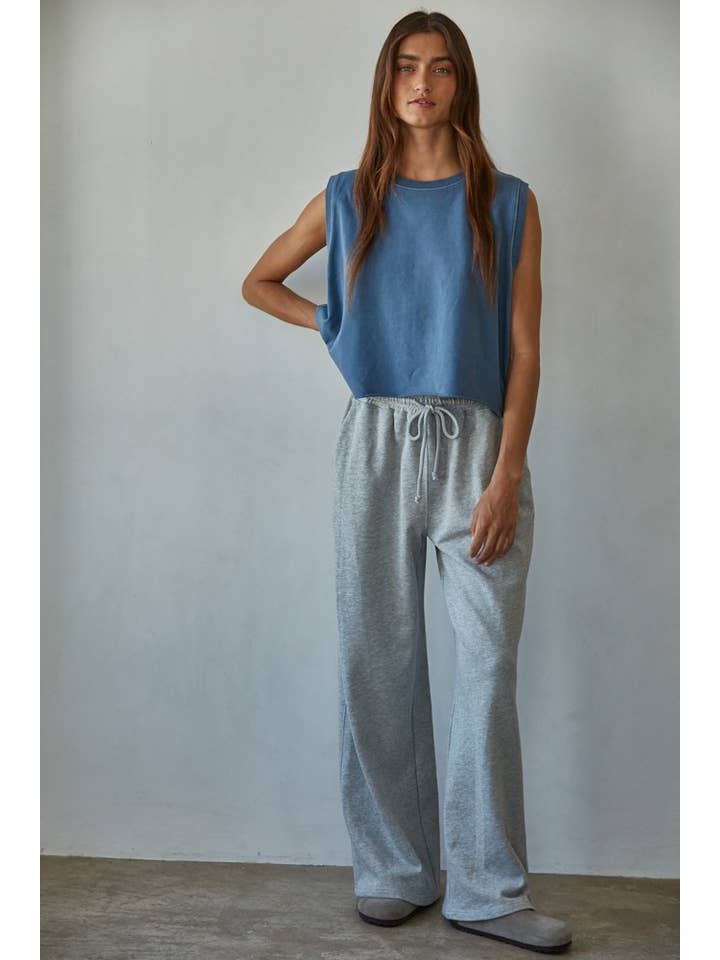 By Together - Wholesale Lounge Sweatpants/Joggers - Women's - L8515 | Knit Cotton French Terry Side Pockets Wide Leg Pants6