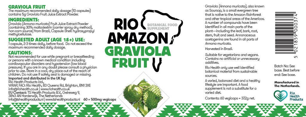 Rio Health Products – wholesale Oral supplement/vitamin – Graviola / Soursop Fruit 500mg3