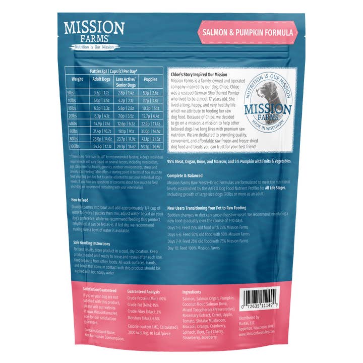 Mission Farms - Wholesale Pet food – Dog - Wild Salmon & Pumpkin- 14oz1