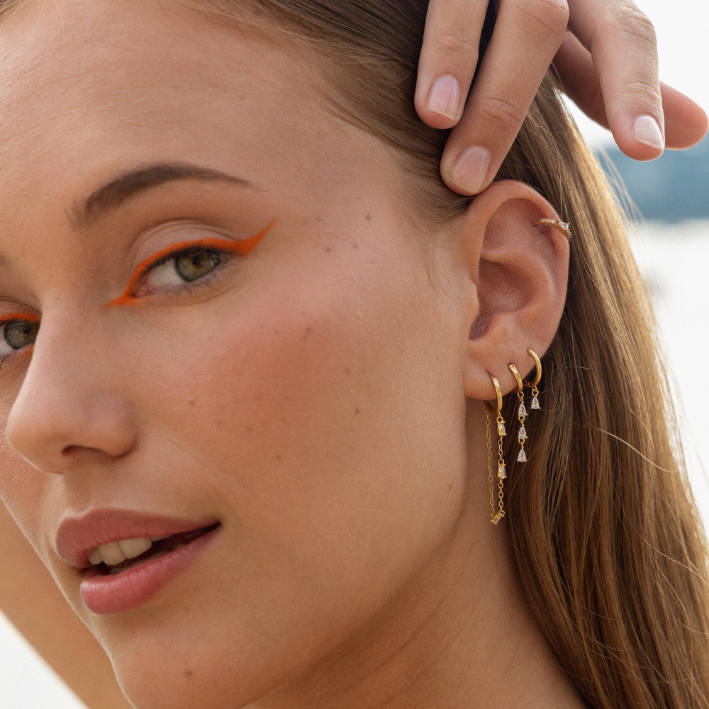 Pohesia - Vendita all'ingrosso Orecchini pendenti - Orecchino Portofino a Catena in Argento 925 Placcato Oro 24 Carati3