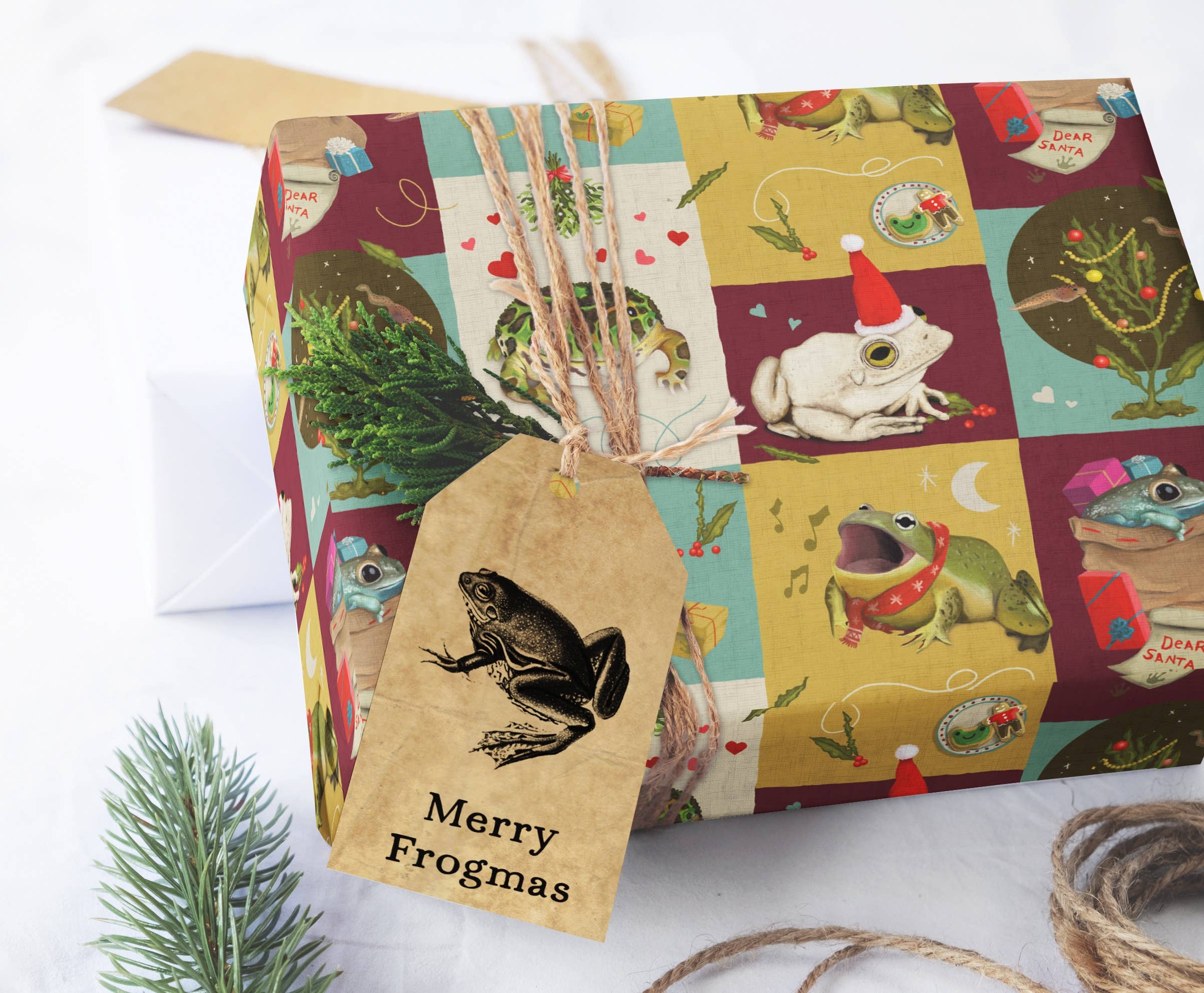 Christmas Frogs Wrapping Paper - Flat Pack Gift Wrap Sheets for wholesale by BoyPilot Goods