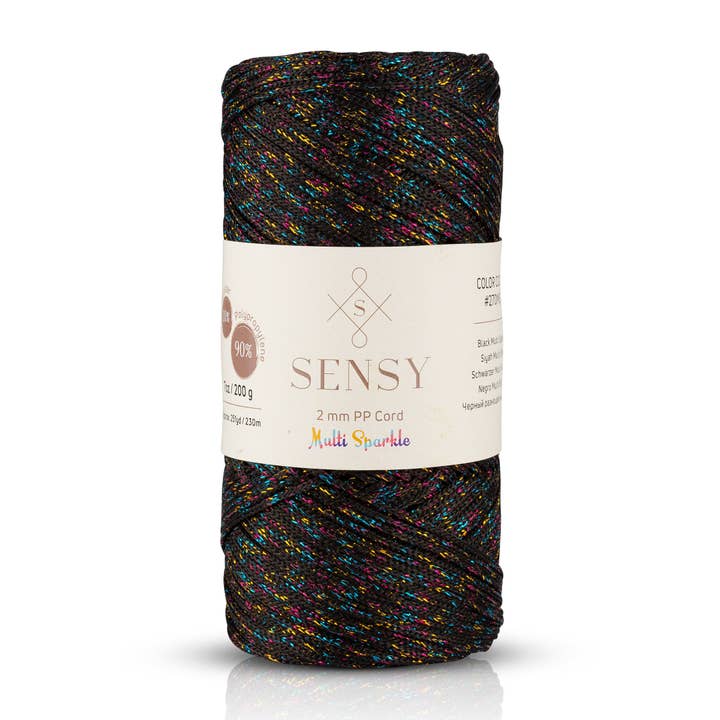 Sensy - Wholesale Yarn - Sensy Premium 2mm Multi Sparkle - 251 yards 90% Polypropylene / 10% Polyester Macrame Cord2
