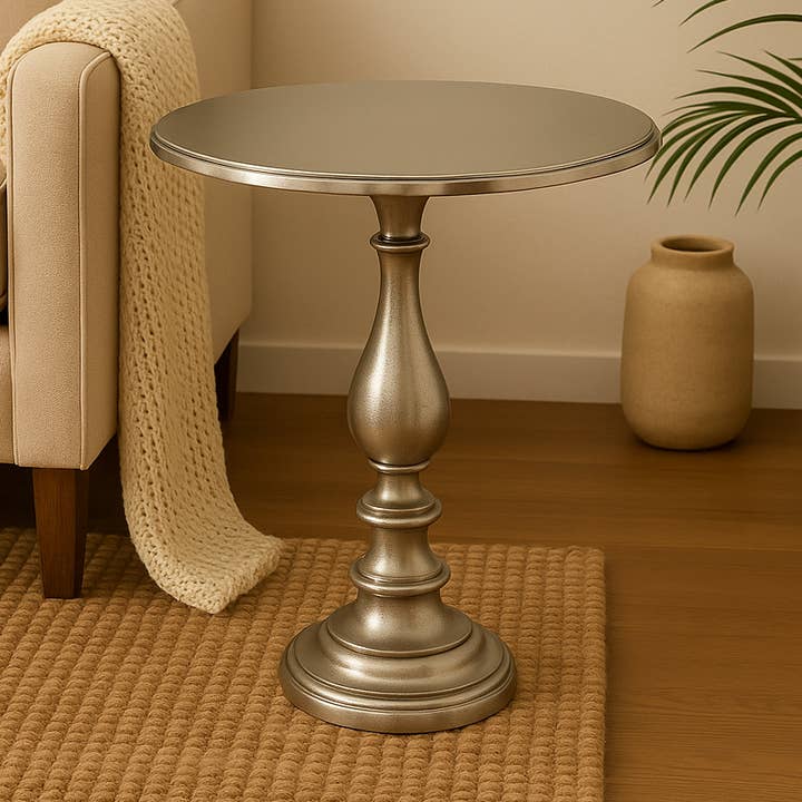 Accent Table | Decorative Aluminum Hammered Table | 20x25.5" for wholesale by ExpoBazaar