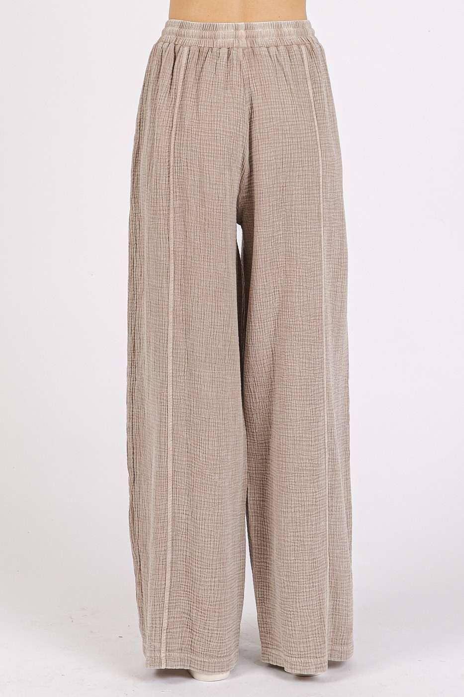 mittoshop - Wholesale Pants - Women's - LACE TRIM DETAIL ELASTIC WAIST COTTON GAUZE PANTS16