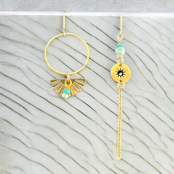 Asymmetric earrings for wholesale by Cadaline Créations